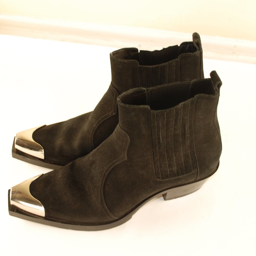 Black Suede Balmain steel toed boots